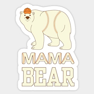 Mama Bear, Cream Bear, Baseball Mom Sticker